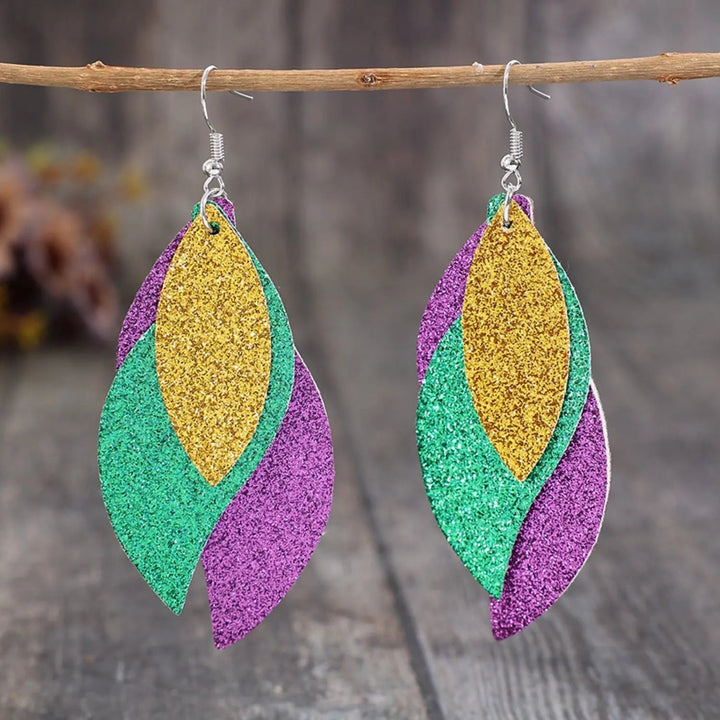 PU Leather Leaf Dangle Earrings LOVCIA