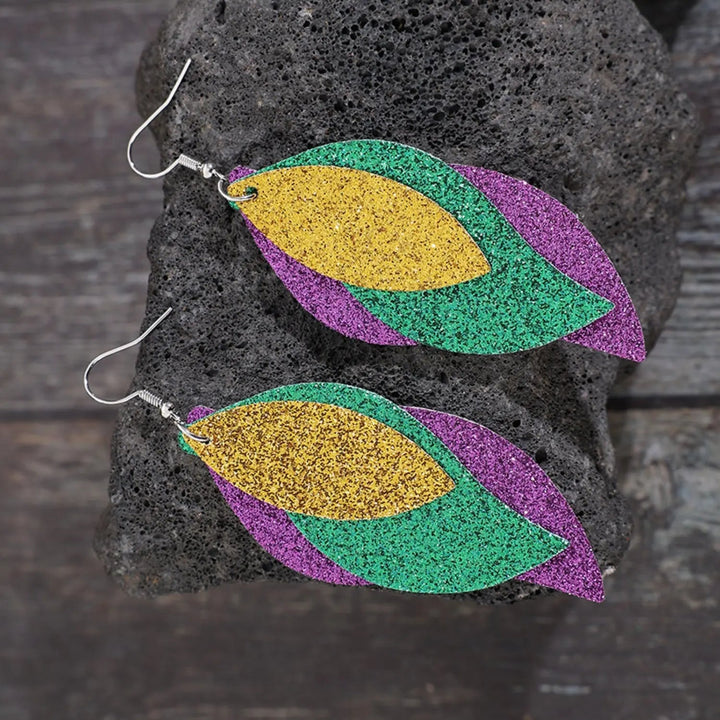 PU Leather Leaf Dangle Earrings LOVCIA