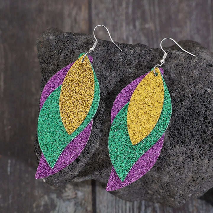 PU Leather Leaf Dangle Earrings LOVCIA