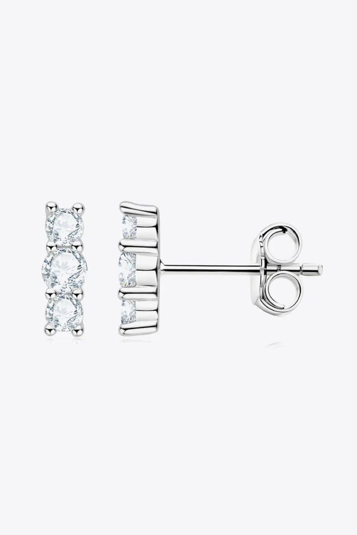 Heartbeat Rhythm 925 Sterling Silver Moissanite Stud Earrings LOVCIA