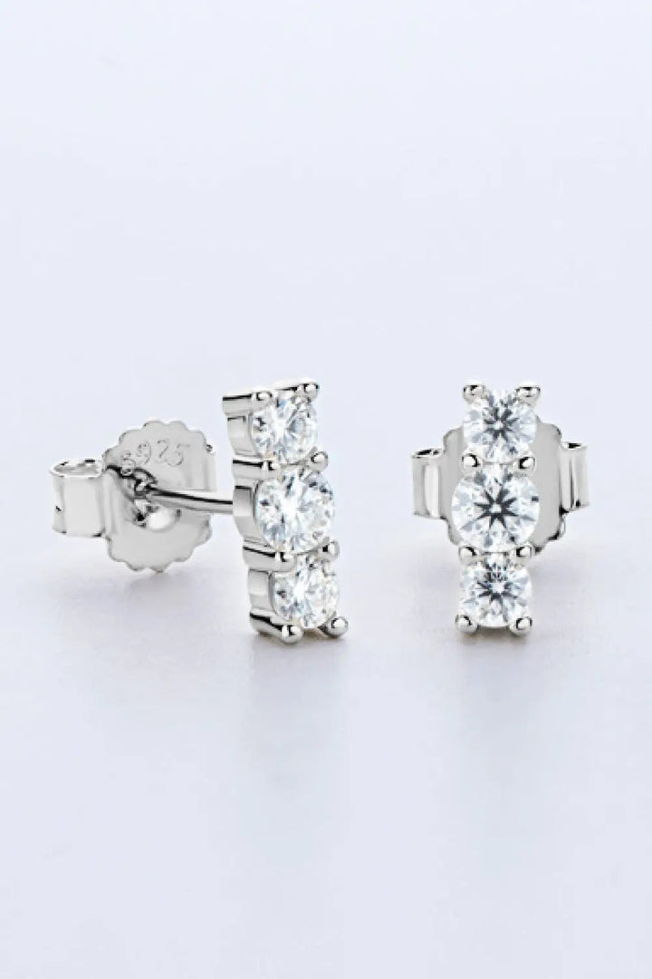 Heartbeat Rhythm 925 Sterling Silver Moissanite Stud Earrings LOVCIA