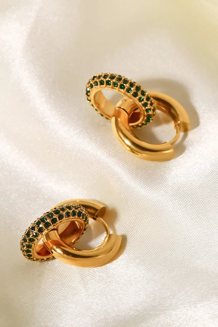 18K Gold-Plated Inlaid Zircon Double-Hoop Earrings LOVCIA