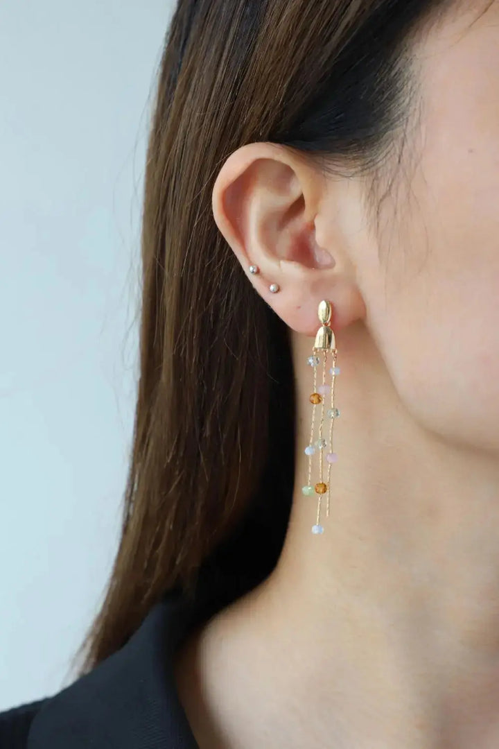 LOVCIA Beaded Long Chain Earrings