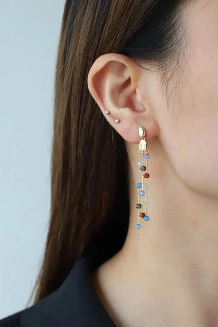 LOVCIA Beaded Long Chain Earrings