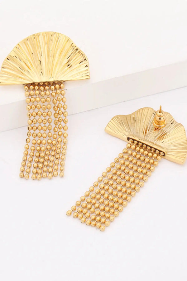 18K Gold Plated Fan Fringe Dangle Earrings LOVCIA