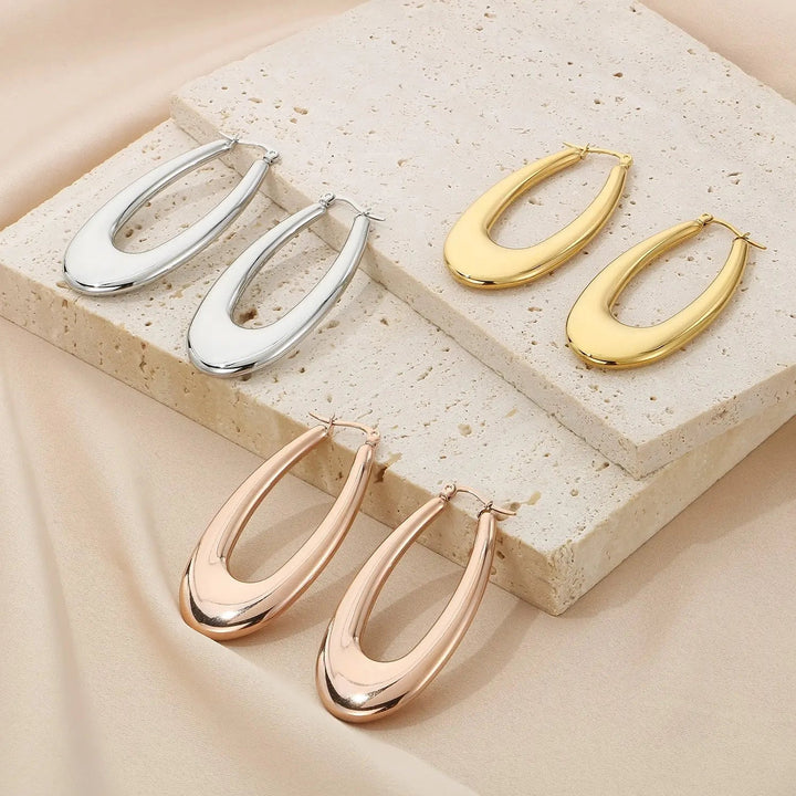 Stainless Steel Hinged Hoop Earrings LOVCIA