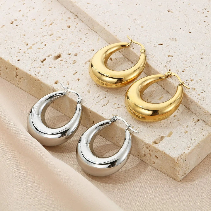 Stainless Steel Hinged Hoop Earrings LOVCIA