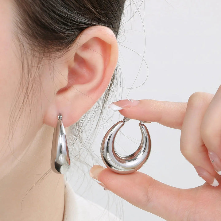 Stainless Steel Hinged Hoop Earrings LOVCIA