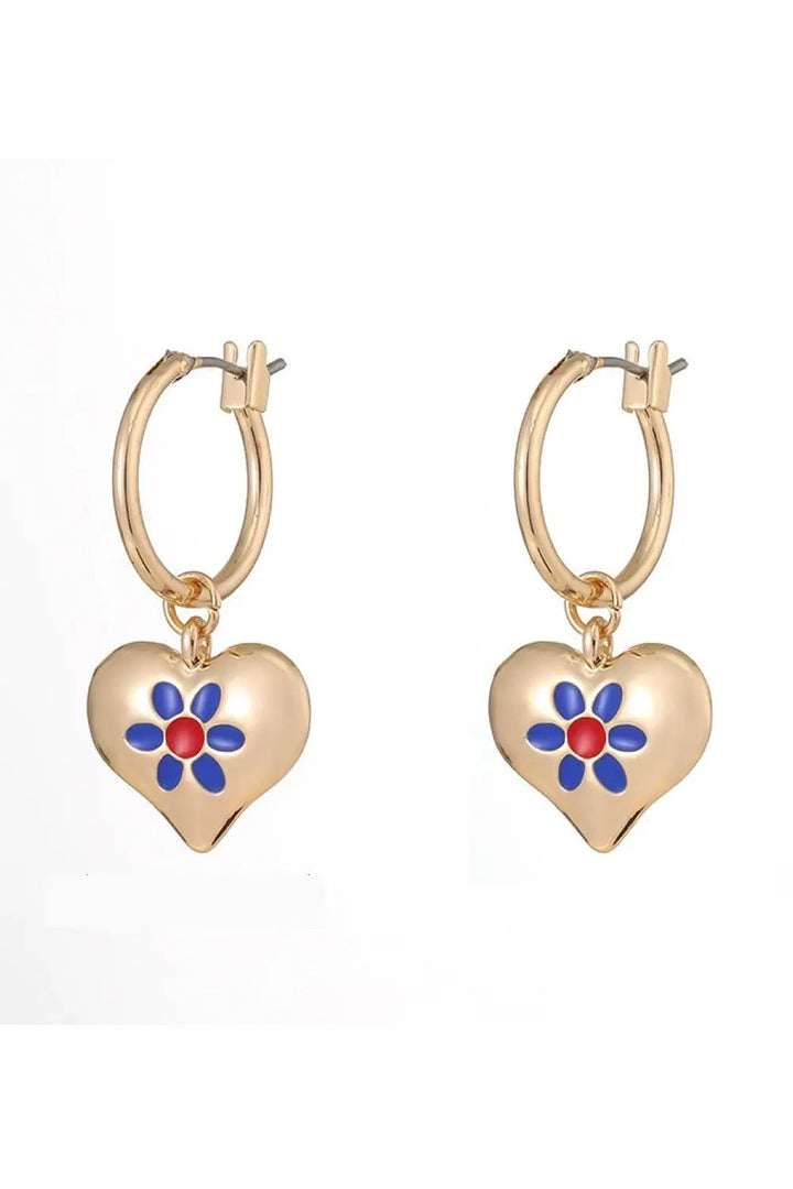 Contrast Copper Heart Drop Earrings LOVCIA