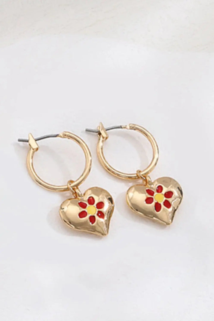 Contrast Copper Heart Drop Earrings LOVCIA