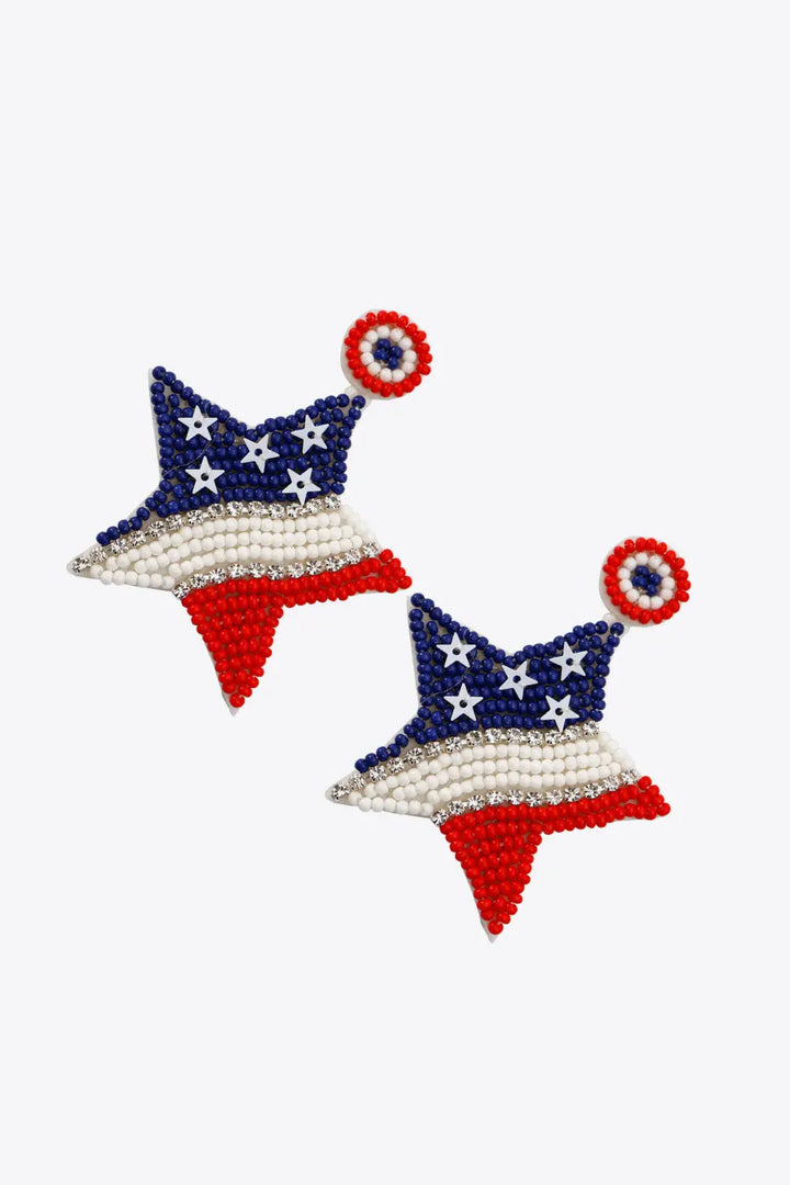 US Flag Beaded Star Earrings LOVCIA