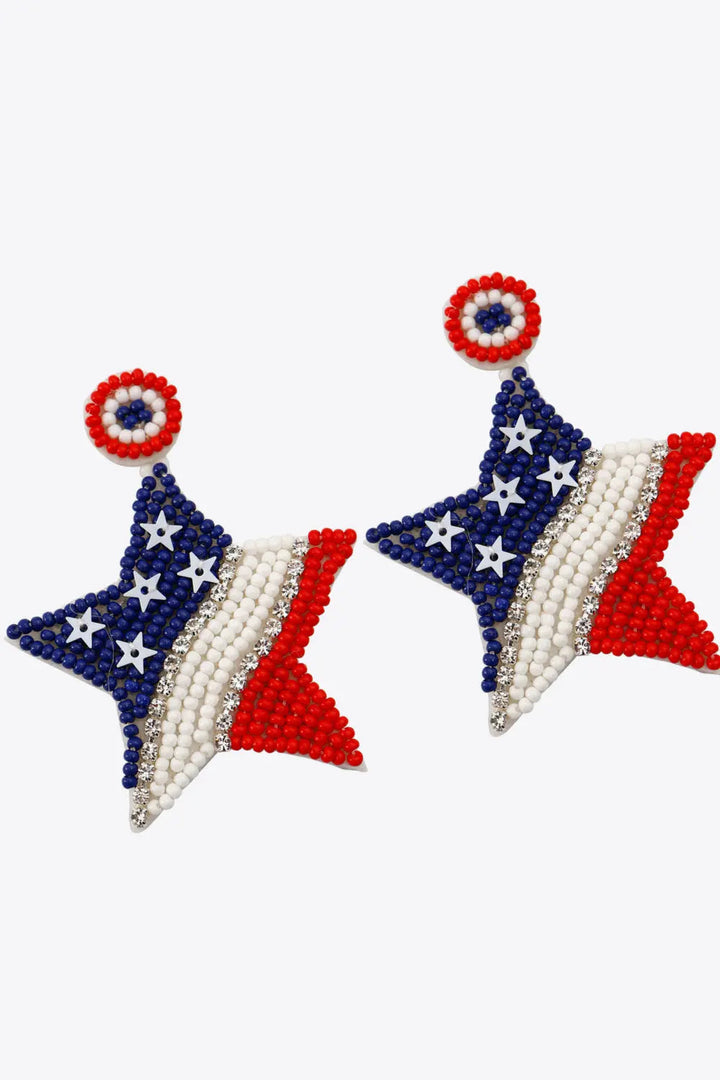 US Flag Beaded Star Earrings LOVCIA