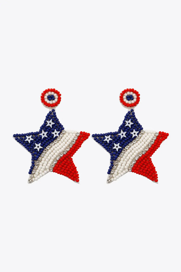 US Flag Beaded Star Earrings LOVCIA