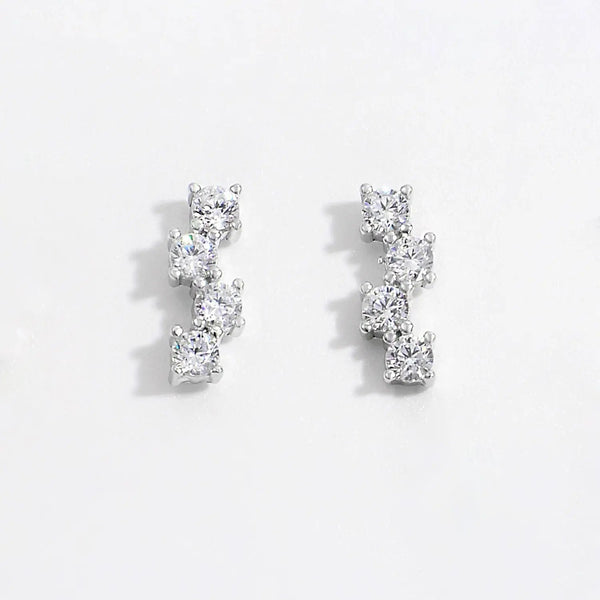 LOVCIA 925 Sterling Silver Inlaid Zircon Stud Earrings