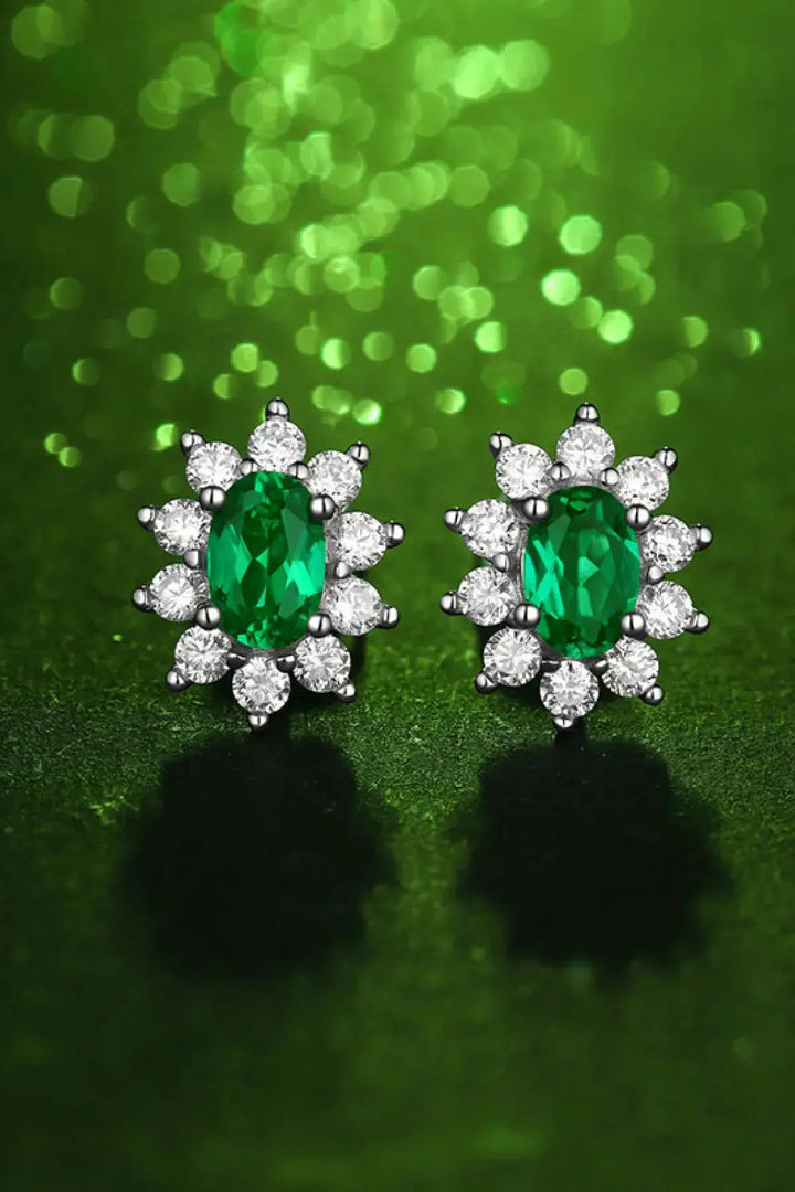 LOVCIA 1 Carat Lab-Grown Emerald Stud Earrings