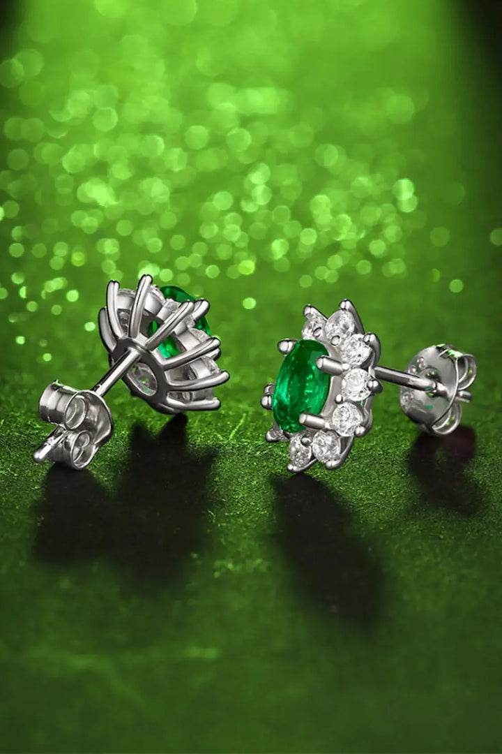 LOVCIA 1 Carat Lab-Grown Emerald Stud Earrings