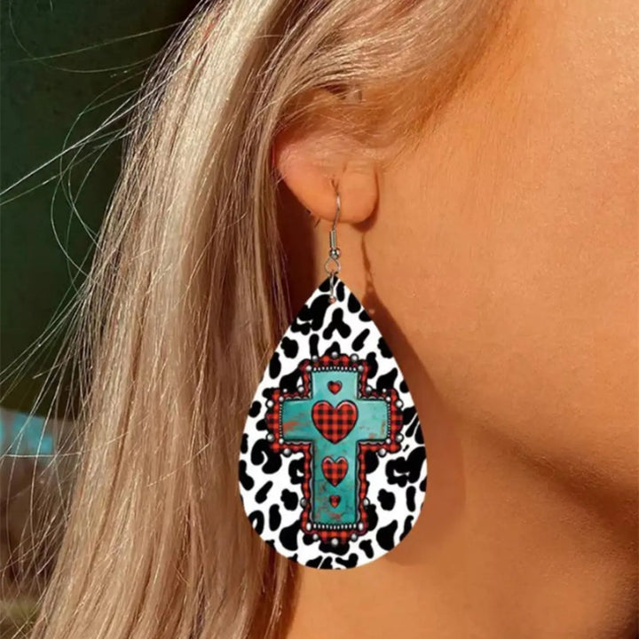 PU Leather Iron Hook Teardrop Earrings LOVCIA