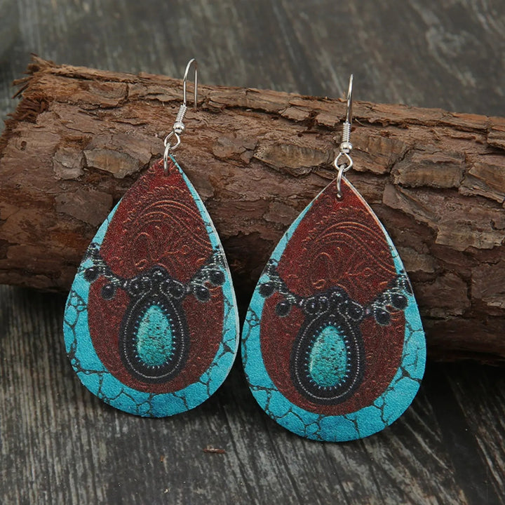 PU Leather Iron Hook Teardrop Earrings LOVCIA