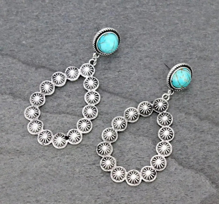 LOVCIA Artificial Turquoise Teardrop Earrings