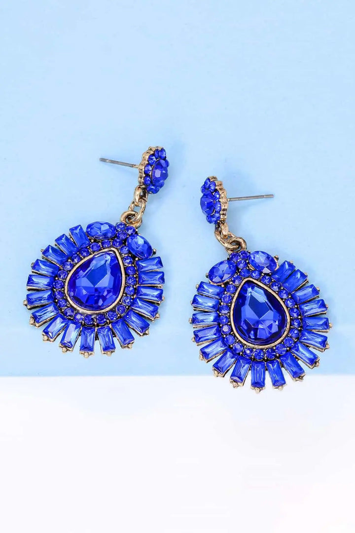 Teardrop Shape Glass Stone Dangle Earrings LOVCIA