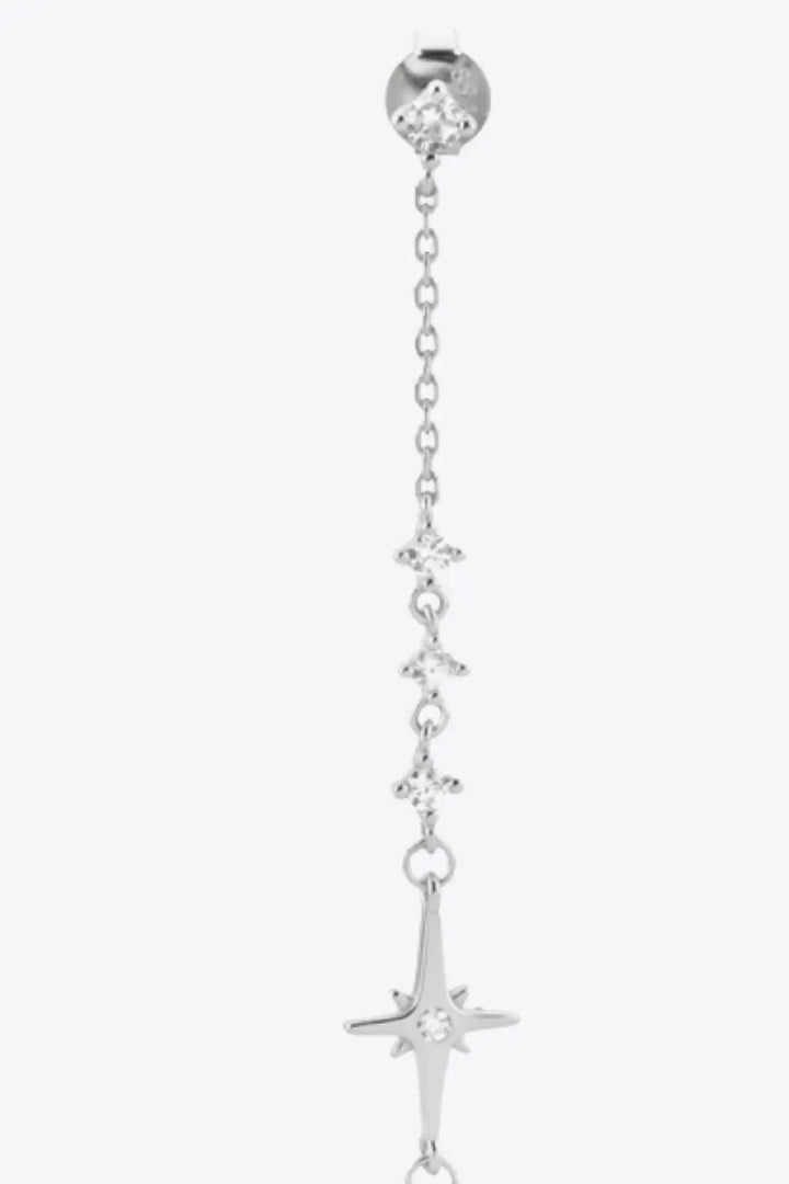 Inlaid Zircon 925 Sterling Silver Single Chain Earring LOVCIA