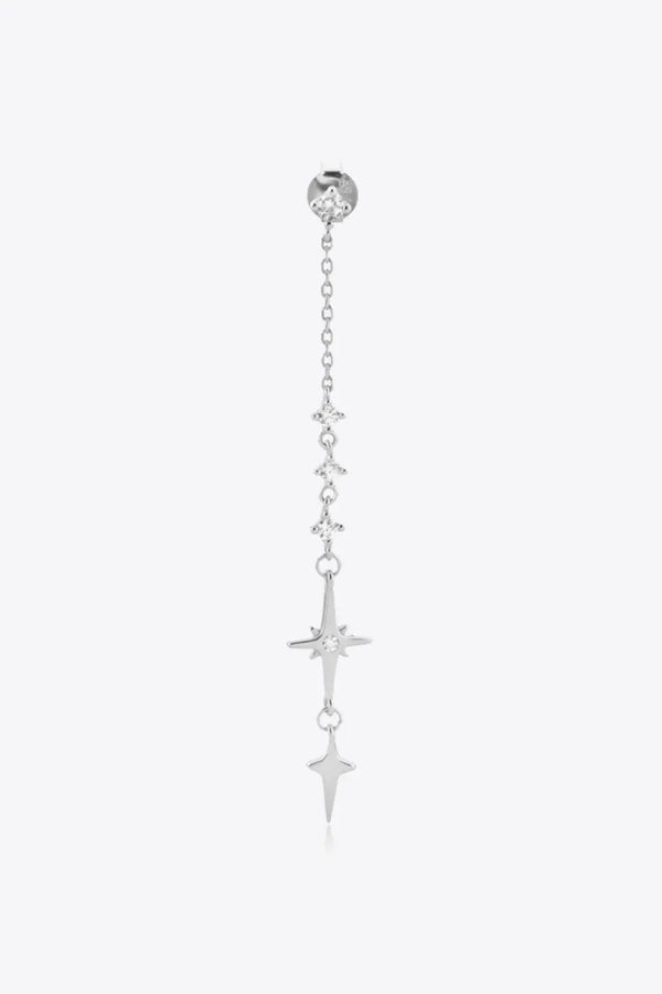 Inlaid Zircon 925 Sterling Silver Single Chain Earring LOVCIA