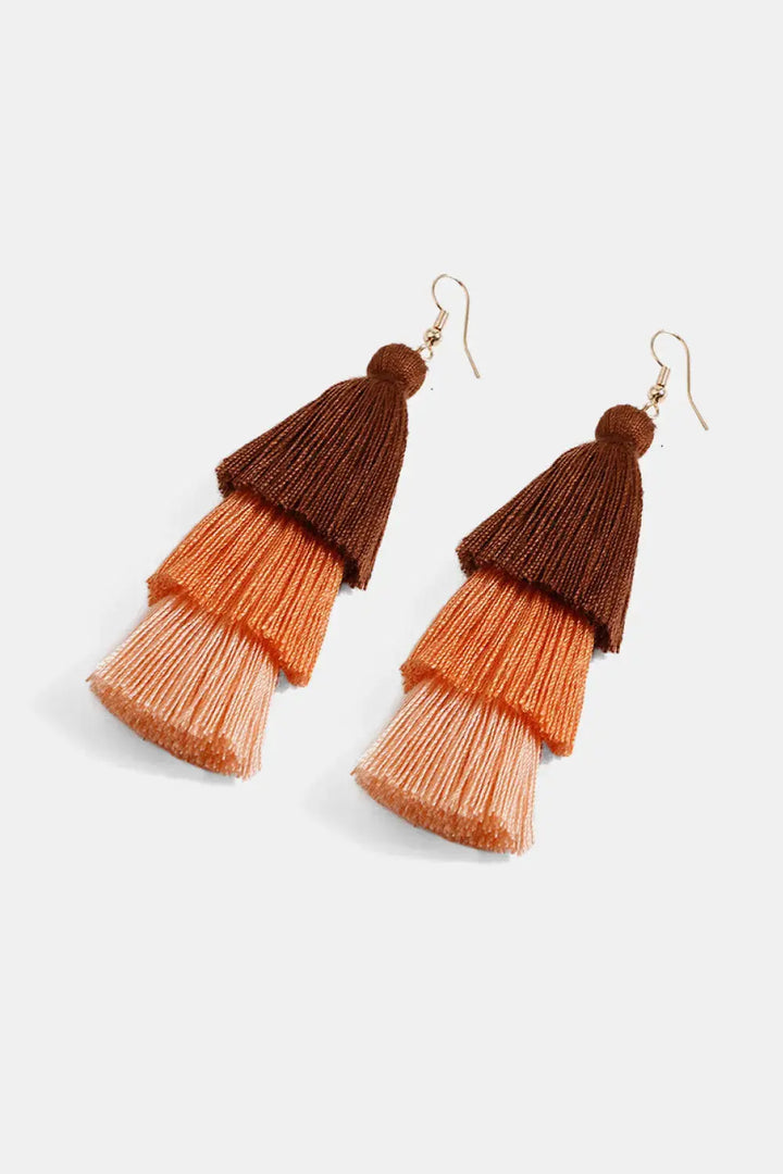 LOVCIA Triple-Layer Tassel Dangle Earrings