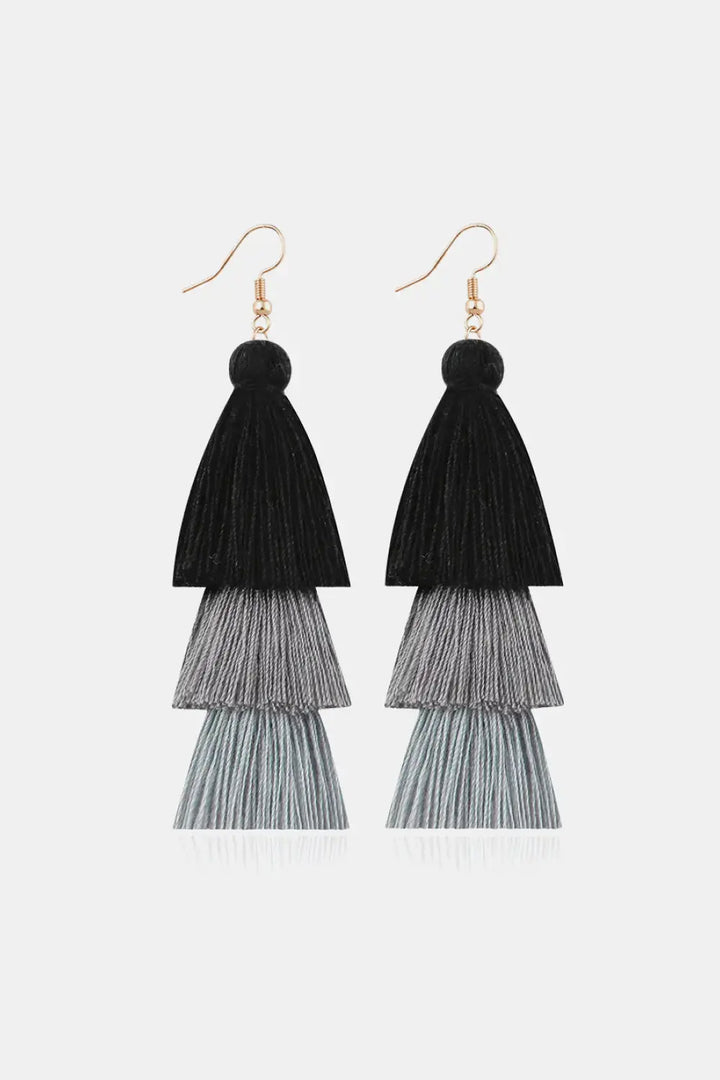 LOVCIA Triple-Layer Tassel Dangle Earrings