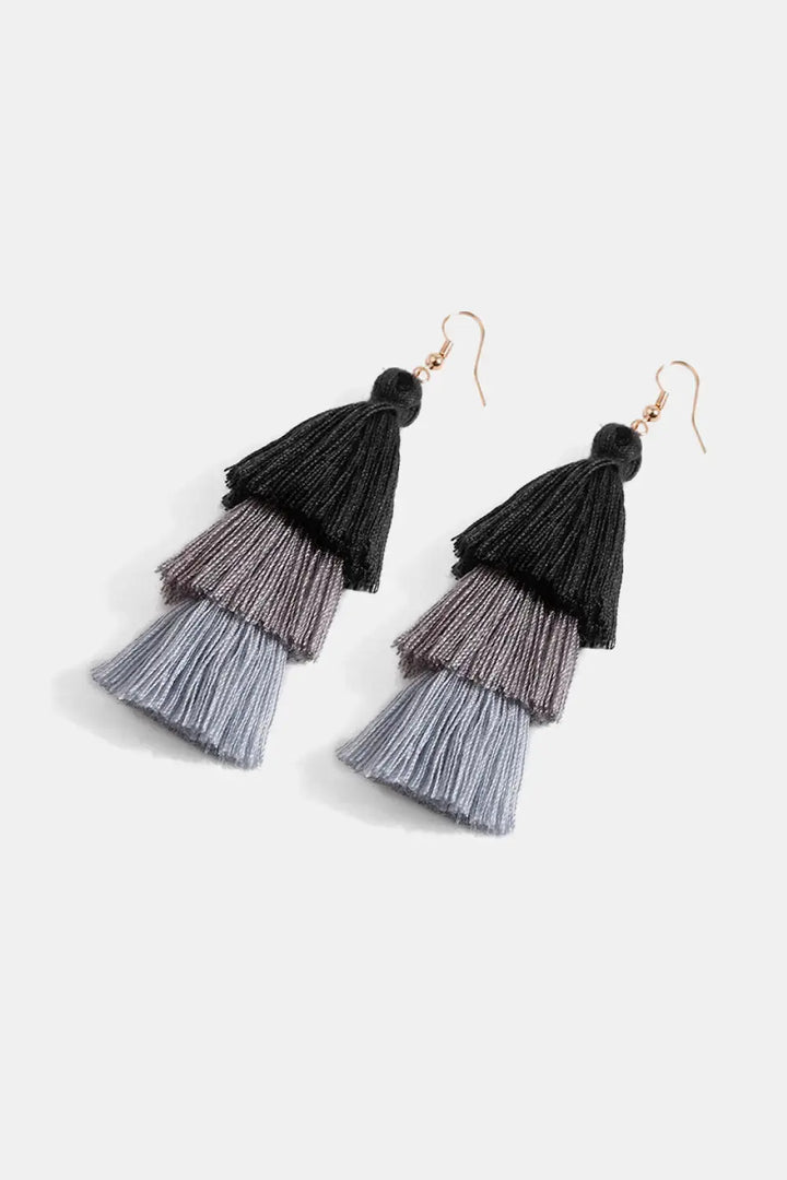 LOVCIA Triple-Layer Tassel Dangle Earrings