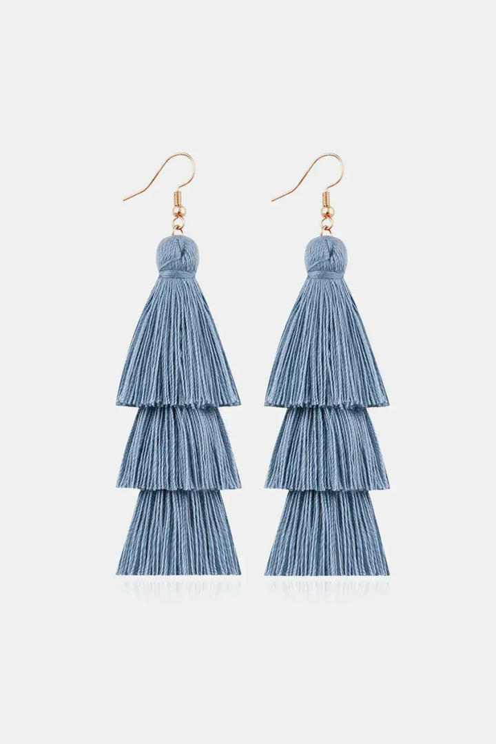 LOVCIA Triple-Layer Tassel Dangle Earrings