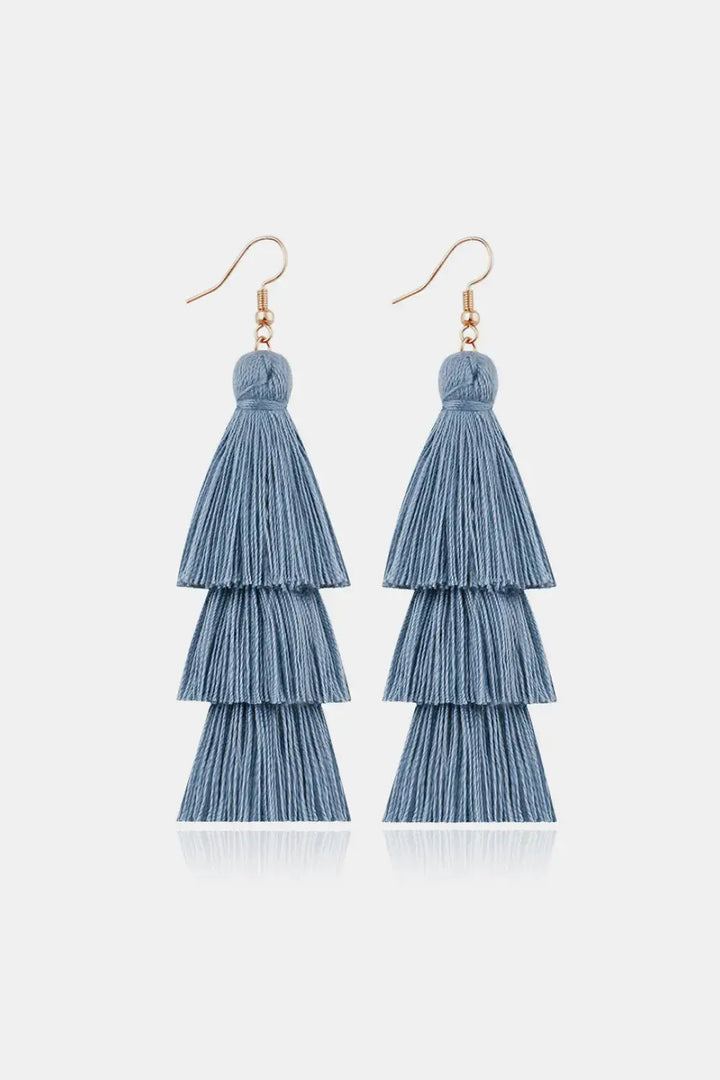 LOVCIA Triple-Layer Tassel Dangle Earrings