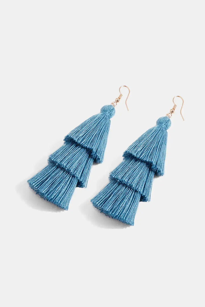 LOVCIA Triple-Layer Tassel Dangle Earrings