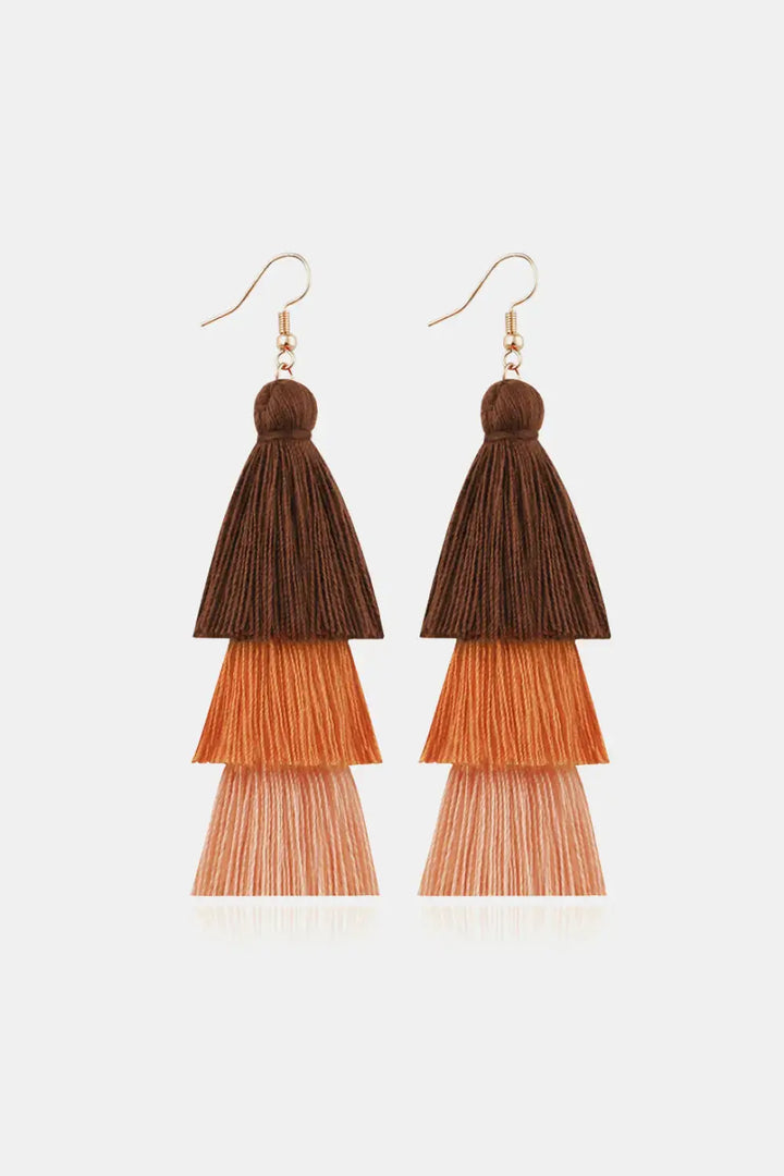 LOVCIA Triple-Layer Tassel Dangle Earrings