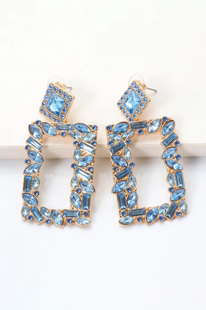 Square Shape Glass Stone Dangle Earrings LOVCIA