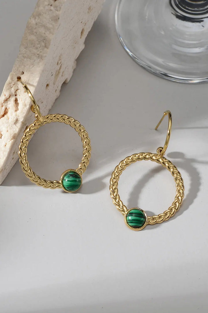 Malachite 18K Gold Plated Earrings LOVCIA