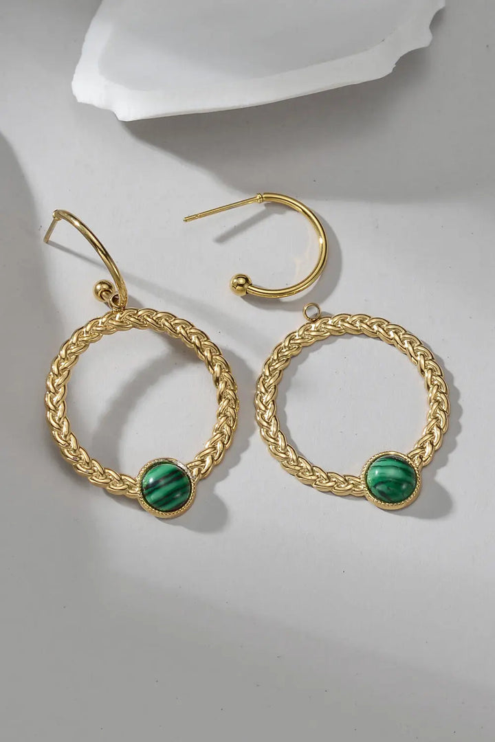 Malachite 18K Gold Plated Earrings LOVCIA