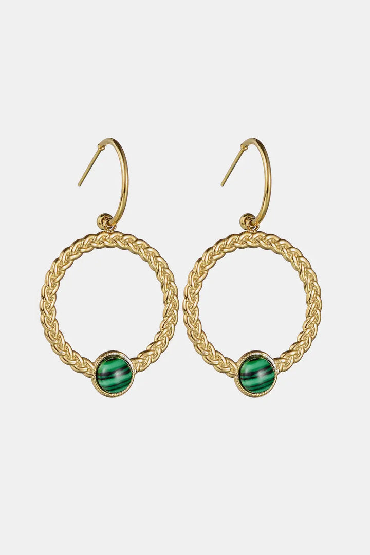 Malachite 18K Gold Plated Earrings LOVCIA