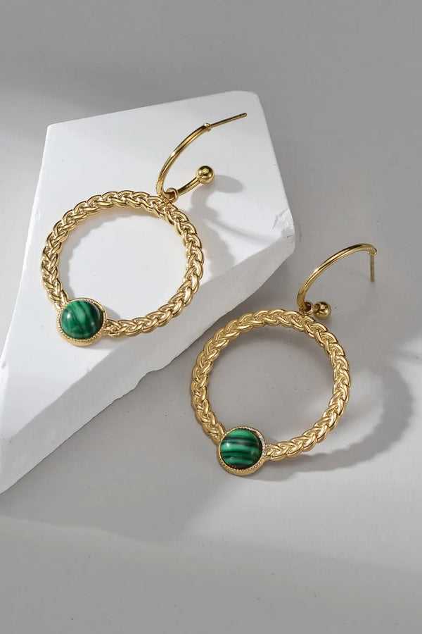 Malachite 18K Gold Plated Earrings LOVCIA