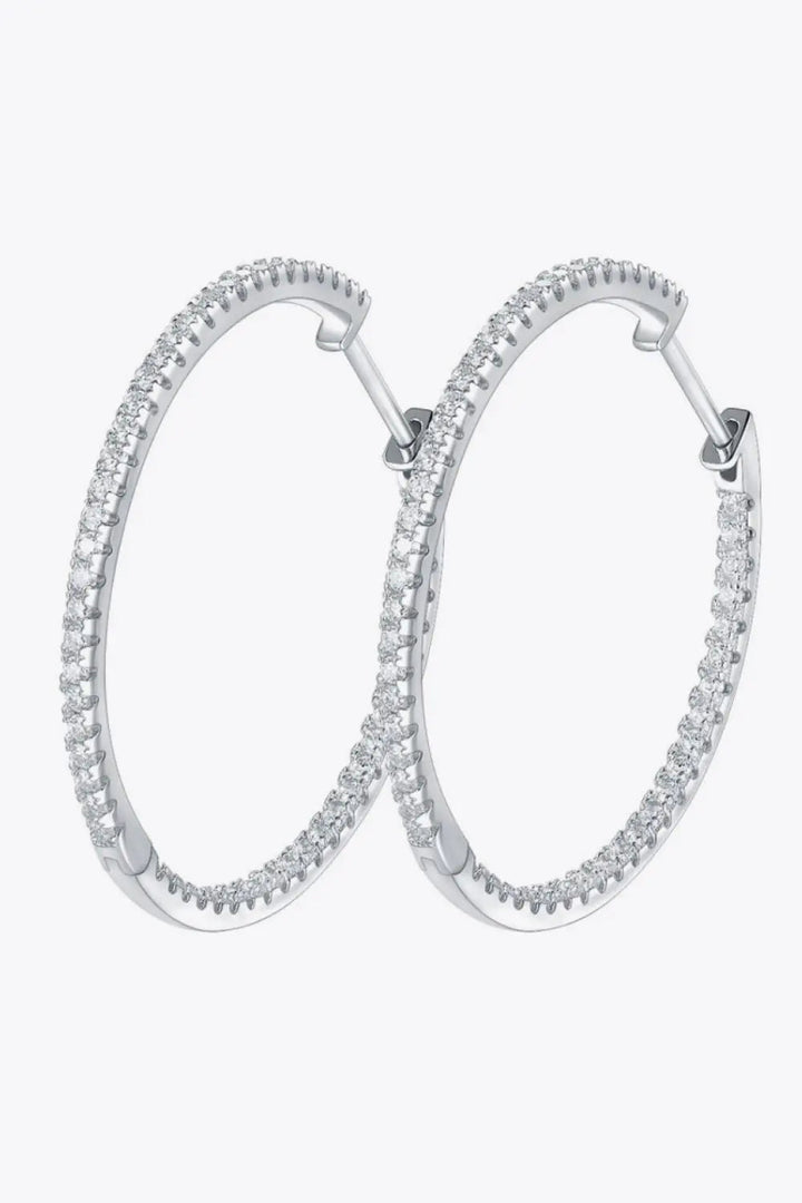 Adored Inlaid Moissanite 925 Sterling Silver Hoop Earrings LOVCIA