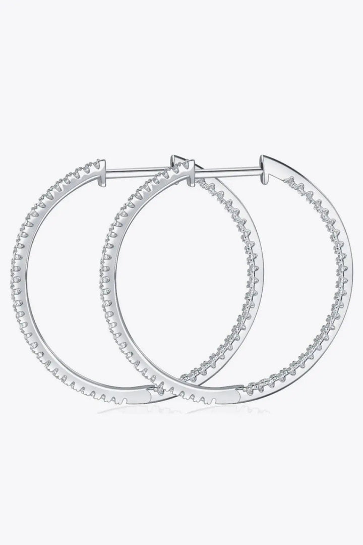 Adored Inlaid Moissanite 925 Sterling Silver Hoop Earrings LOVCIA