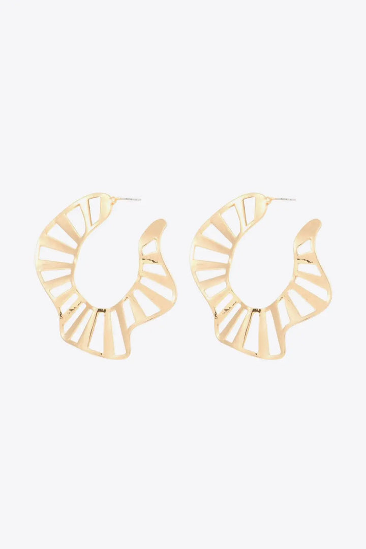 Cutout Zinc Alloy C-Hoop Earrings LOVCIA