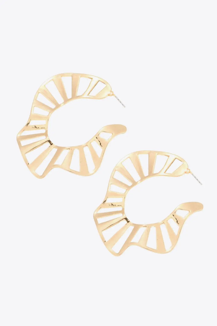 Cutout Zinc Alloy C-Hoop Earrings LOVCIA