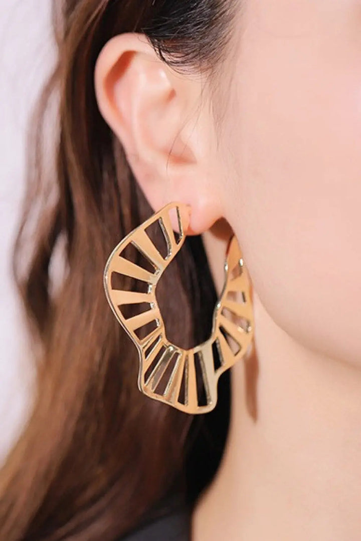 Cutout Zinc Alloy C-Hoop Earrings LOVCIA