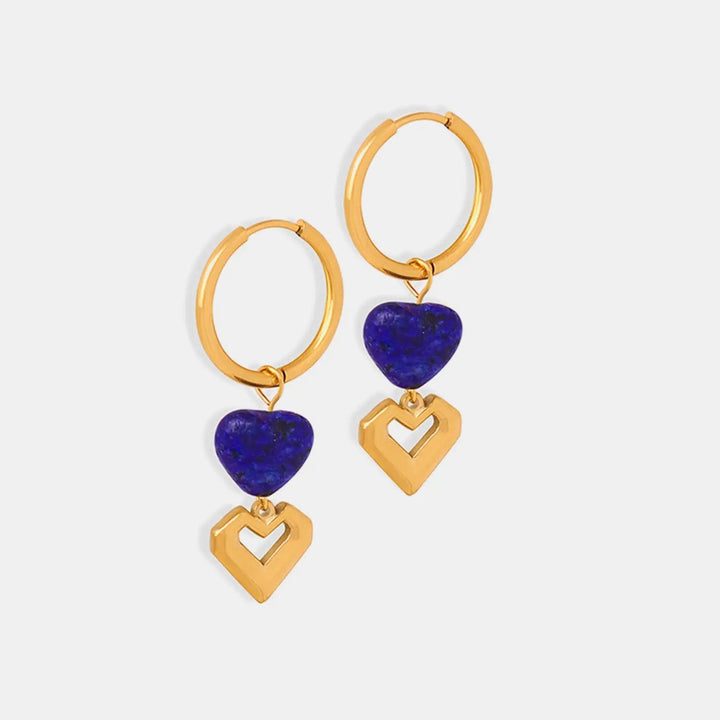 Heart Shape Lapis Lazuli Dangle Earrings LOVCIA