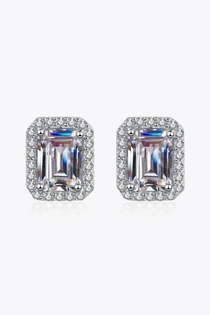 LOVCIA Adored 1 Carat Moissanite Rhodium-Plated Square Stud Earrings