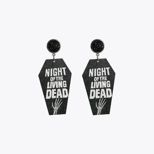 LOVCIA Coffin Shape Wooden Dangle Earrings