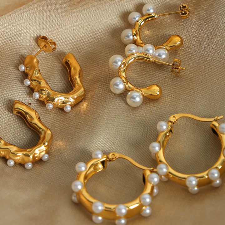 Synthetic Pearl 18K Gold-Plated Earrings LOVCIA