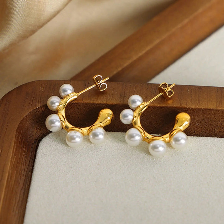 Synthetic Pearl 18K Gold-Plated Earrings LOVCIA