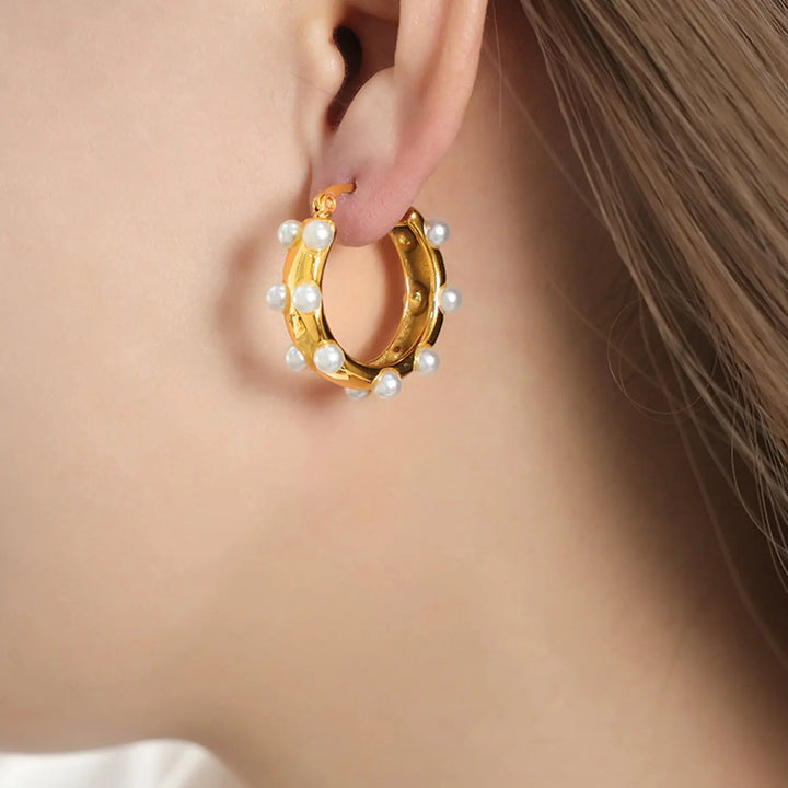 Synthetic Pearl 18K Gold-Plated Earrings LOVCIA