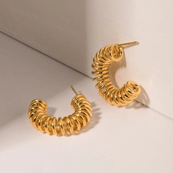 18K Gold-Plated Stainless Steel C-Hoop Earrings LOVCIA